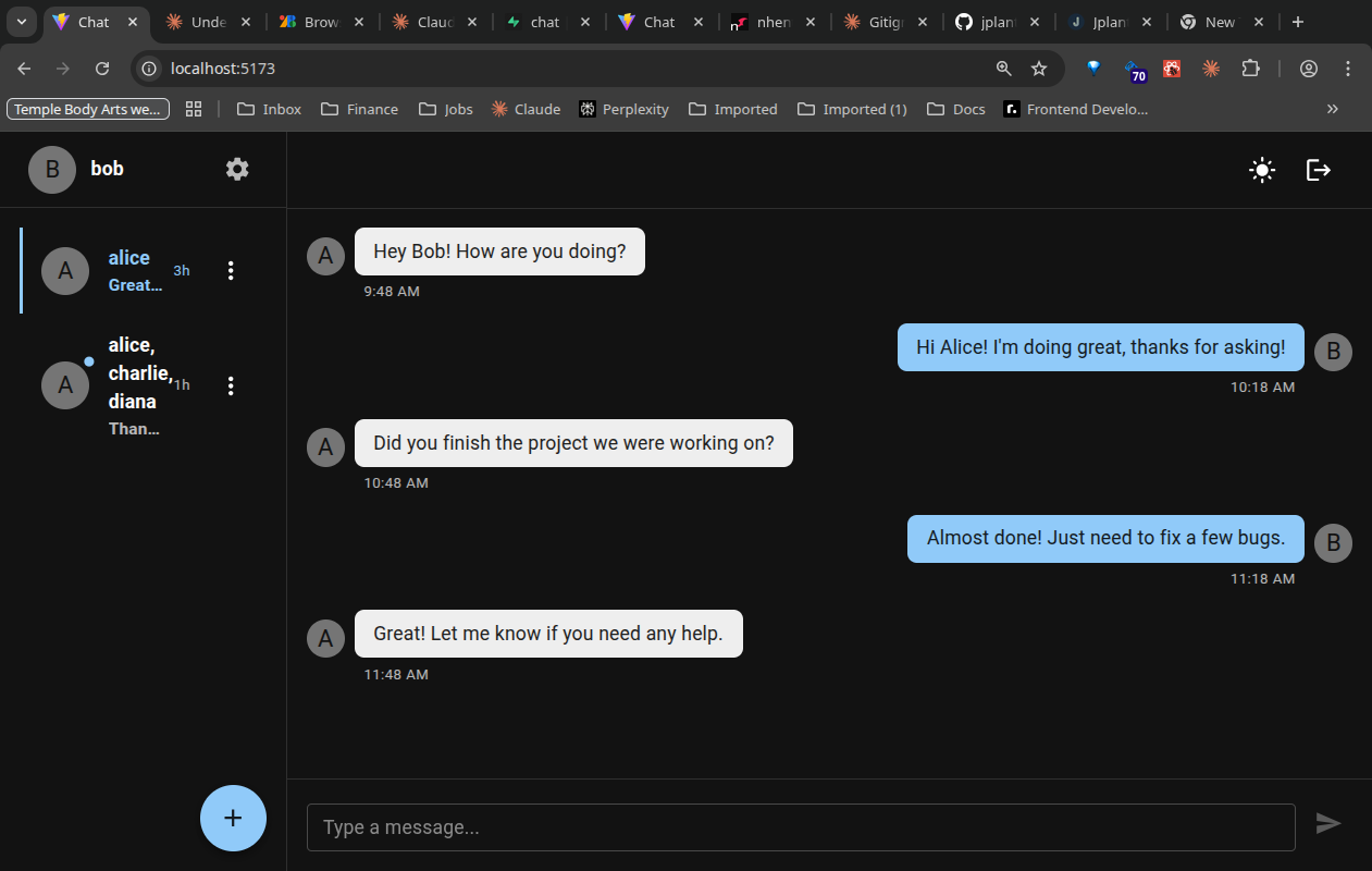 Chat App application screenshot
